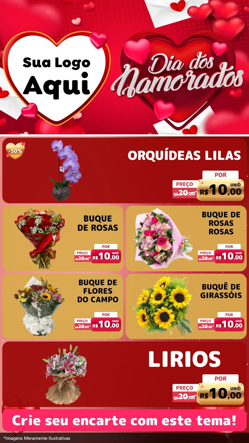 Modelo de TV para TV Vertical com o tema Dia Dos Namorados para Floricultura e jardim