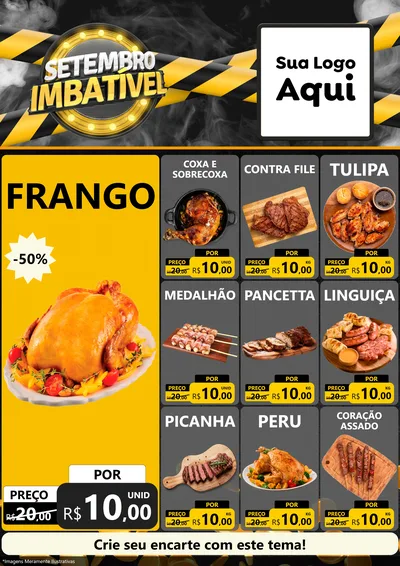 Modelo de Encarte para Encarte A4 Vertical com o tema Setembro Imbatível para Assados