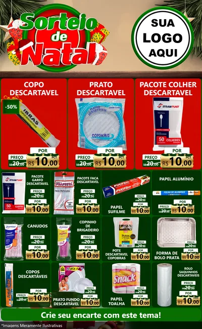 Modelo de Encarte para Encarte Grande com o tema Sorteio de Natal para Embalagens
