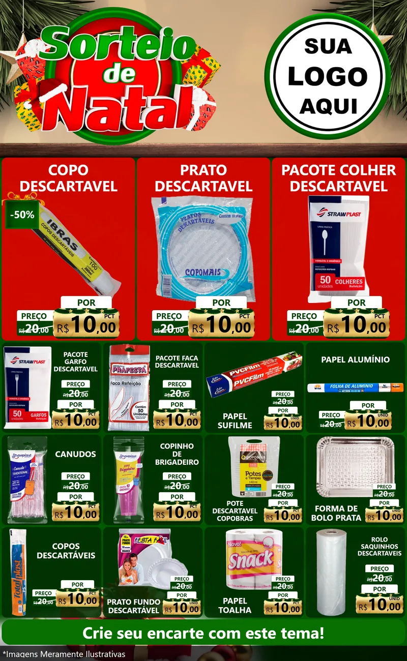 Modelo de Encarte para Encarte Grande com o tema Sorteio de Natal para Embalagens