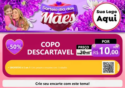 Modelo de Cartaz para Cartaz A4 Horizontal com o tema Sorteio Dia das Mães para Embalagens