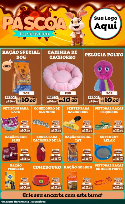 Modelo de Encarte para Encarte Grande com o tema Páscoa Fantástica para Pet Shop