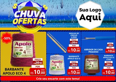 Modelo de Encarte para Encarte A4 Horizontal com o tema Chuva de Ofertas para Armarinho e Aviamentos