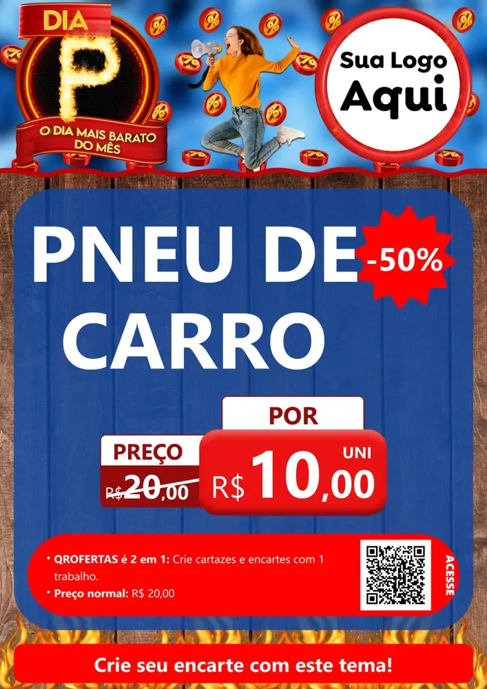 Modelo de Cartaz para Cartaz A4 Vertical com o tema Dia P - O Dia Mais Barato Do Mês para Auto peças