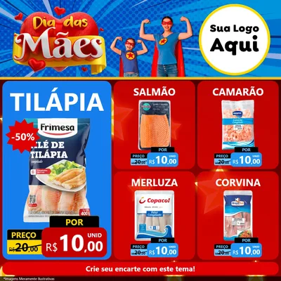 Modelo de Rede Social para Feed Facebook com o tema Dia das Mães para Peixaria