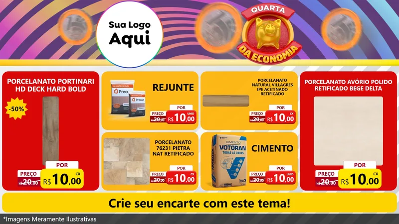 Modelo de TV para TV Horizontal com o tema Quarta da Economia para Pisos e revestimentos