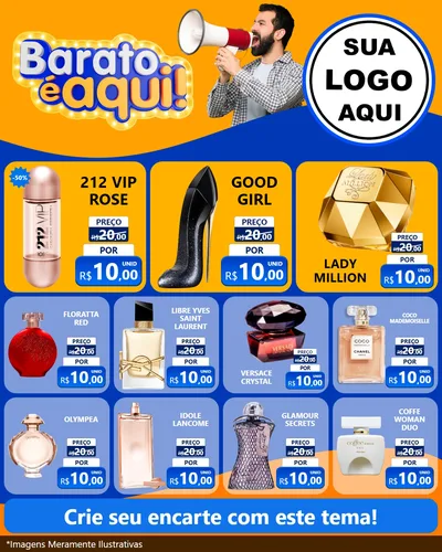 Modelo de Rede Social para Feed Instagram com o tema Barato é aqui para Perfumes