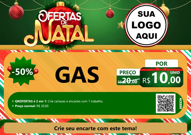 Modelo de Cartaz para Cartaz A4 Horizontal com o tema Ofertas de Natal para Água e gás
