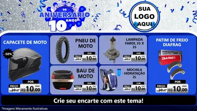 Modelo de TV para TV Horizontal com o tema Promoção de Aniversário - 10 Anos para Moto peças