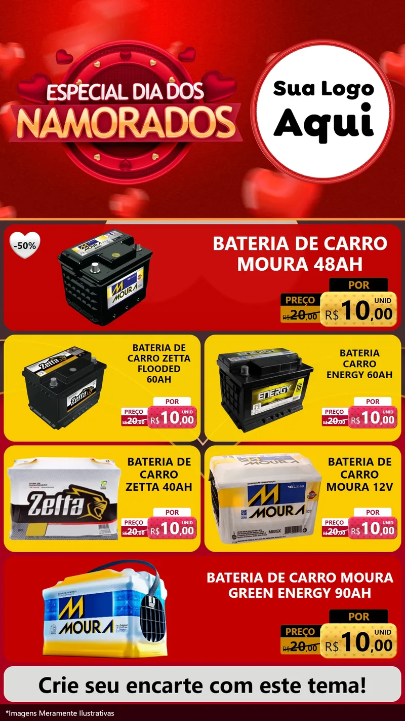 Modelo de TV para TV Vertical com o tema Especial Dia Dos Namorados para Baterias Elétricas