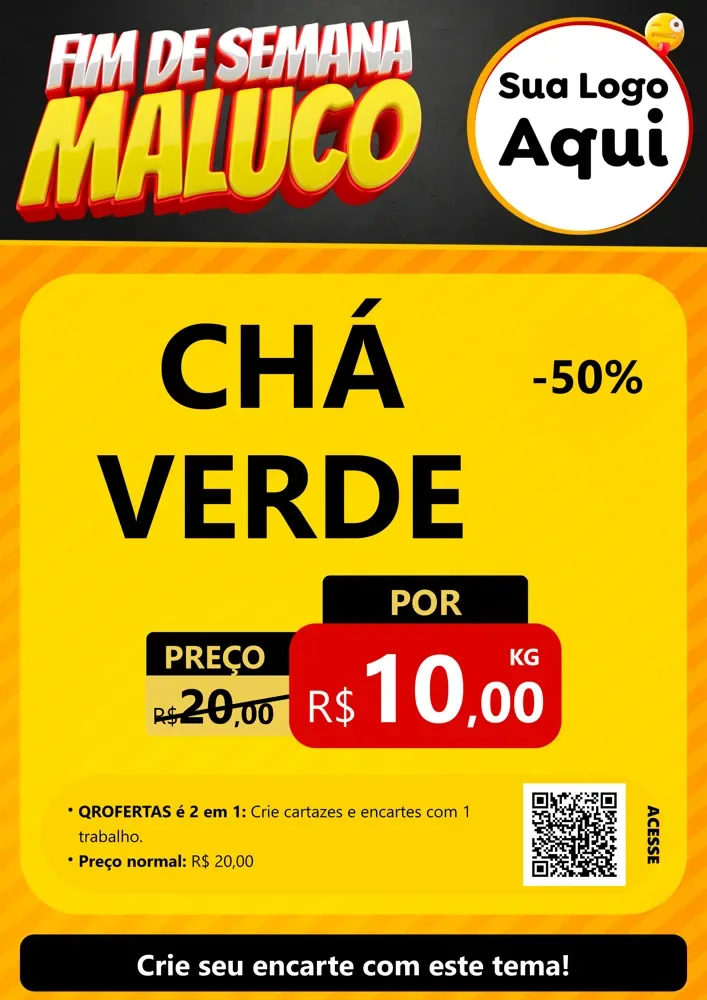 Modelo de Cartaz para Cartaz A4 Vertical com o tema Final de Semana Maluco para Produtos Naturais