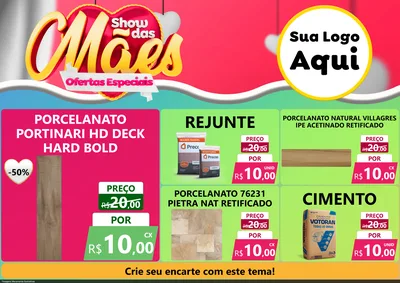 Modelo de Encarte para Encarte A4 Horizontal com o tema Show das Mães - Ofertas Especiais para Pisos e revestimentos