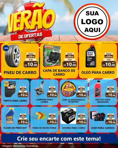 Modelo de Rede Social para Feed Instagram com o tema Verão de Ofertas para Auto peças