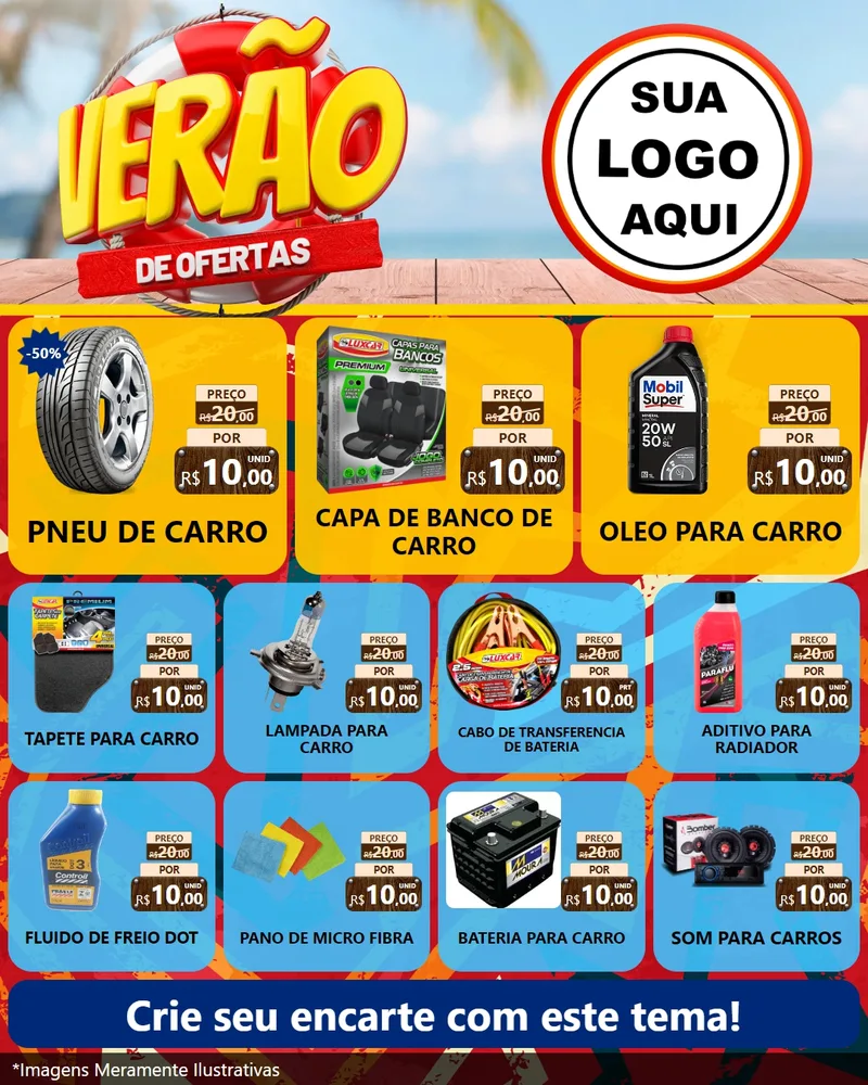 Modelo de Rede Social para Feed Instagram com o tema Verão de Ofertas para Auto peças