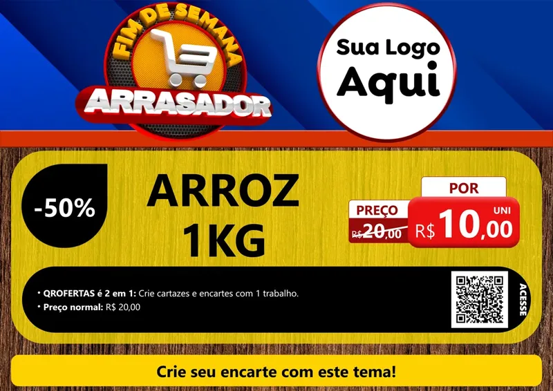 Modelo de Cartaz para Cartaz A4 Horizontal com o tema Fim De Semana Arrasador para Supermercado