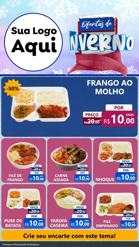 Modelo de Rede Social para Stories com o tema Ofertas de Inverno para Restaurante