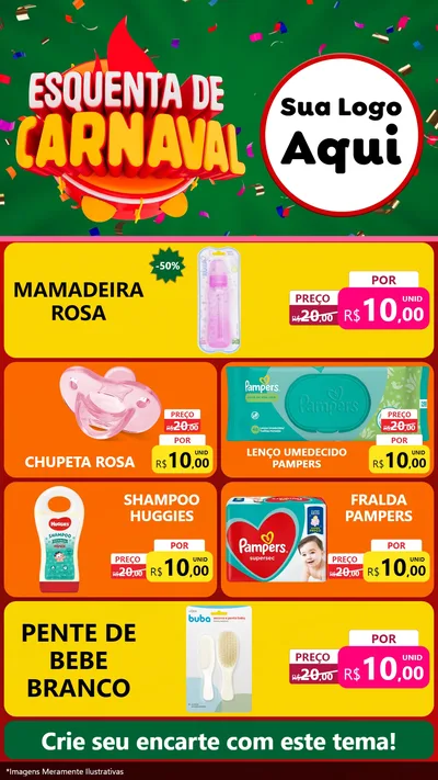 Modelo de TV para TV Vertical com o tema Esquenta de Carnaval para Bebês