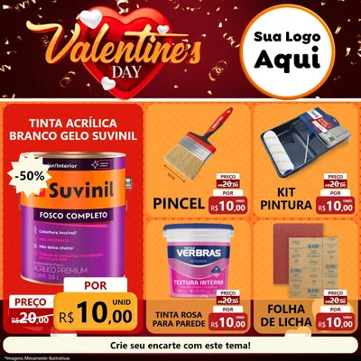 Modelo de Rede Social para Feed Facebook com o tema Valentine's Day para Tintas e Ferramentas
