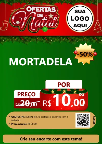 Modelo de Cartaz para Cartaz A4 Vertical com o tema Ofertas de Natal para Frios e Laticínios