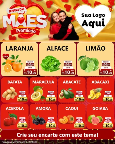 Modelo de Rede Social para Feed Instagram com o tema Semana das Mães Premiada para Hortifrúti