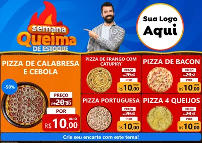Modelo de Encarte para Encarte A4 Horizontal com o tema Semana Queima de Estoque para Pizzaria