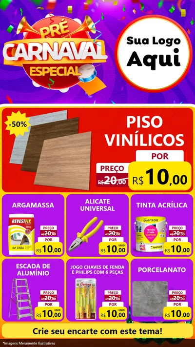 Modelo de Rede Social para Stories com o tema Pré-Carnaval Especial para Material para Construção