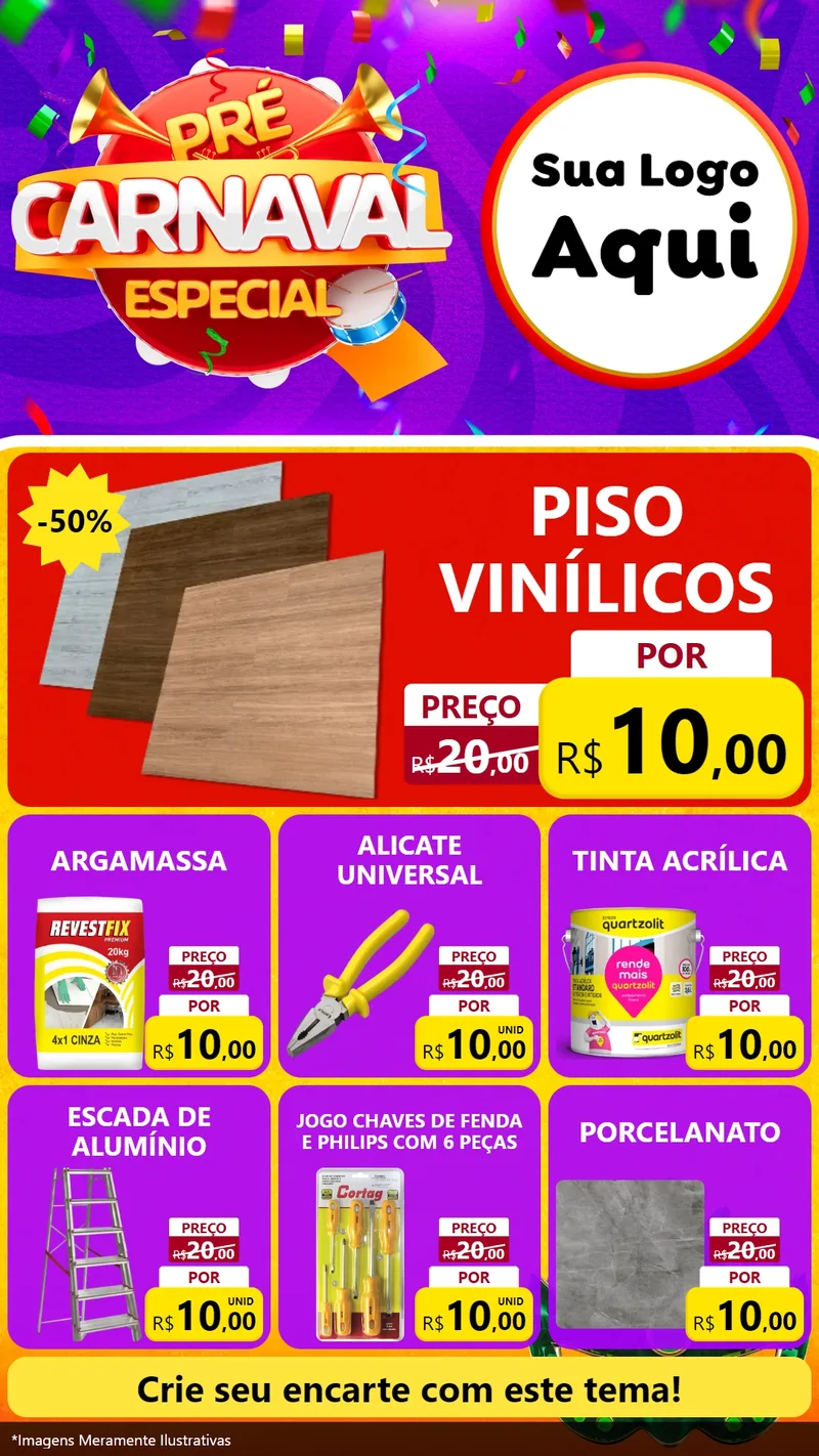 Modelo de Rede Social para Stories com o tema Pré-Carnaval Especial para Material para Construção