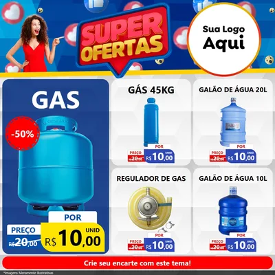Modelo de Rede Social para Feed Facebook com o tema Super Ofertas para Água e gás
