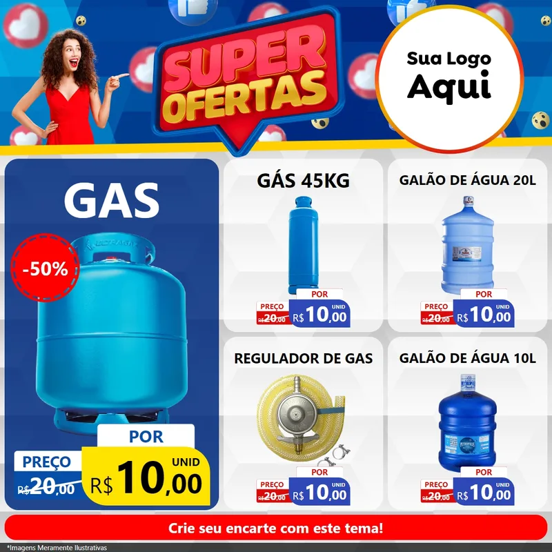 Modelo de Rede Social para Feed Facebook com o tema Super Ofertas para Água e gás