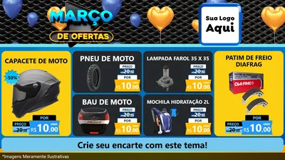 Modelo de TV para TV Horizontal com o tema Março de Ofertas para Moto peças