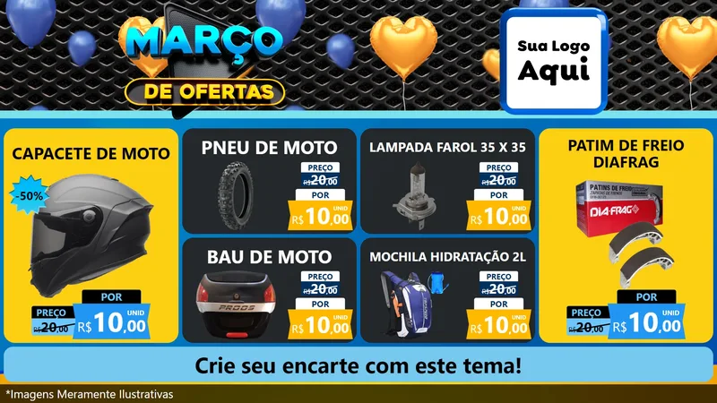 Modelo de TV para TV Horizontal com o tema Março de Ofertas para Moto peças