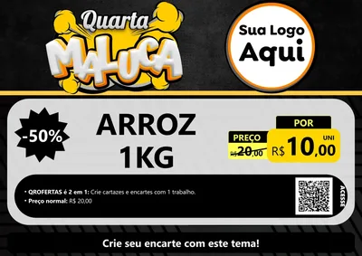 Modelo de Cartaz para Cartaz A4 Horizontal com o tema Quarta Maluca para Supermercado