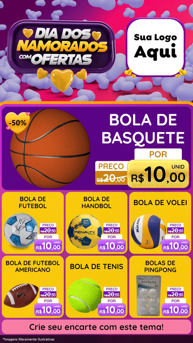 Modelo de Rede Social para Stories com o tema Dia Dos Namorados Com Ofertas para Artigos Esportivos