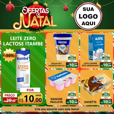 Modelo de Rede Social para Feed Facebook com o tema Ofertas de Natal para Frios e Laticínios