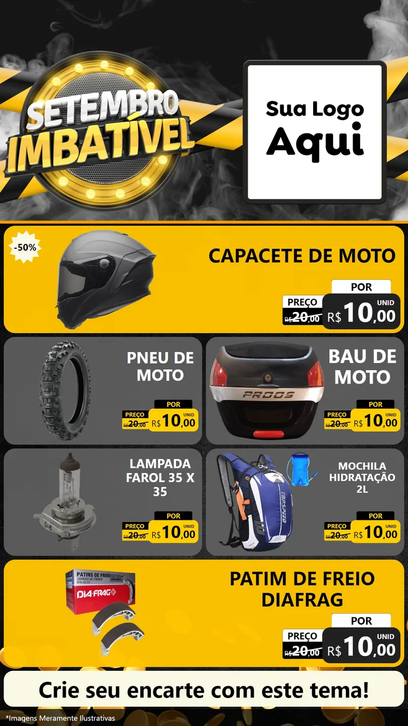 Modelo de TV para TV Vertical com o tema Setembro Imbatível para Moto peças