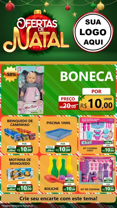 Modelo de Rede Social para Stories com o tema Ofertas de Natal para Brinquedos