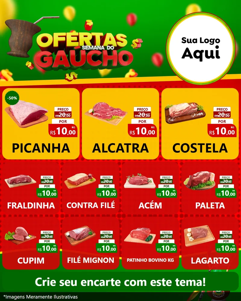 Modelo de Rede Social para Feed Instagram com o tema Ofertas Semana Do Gaúcho para Açougue