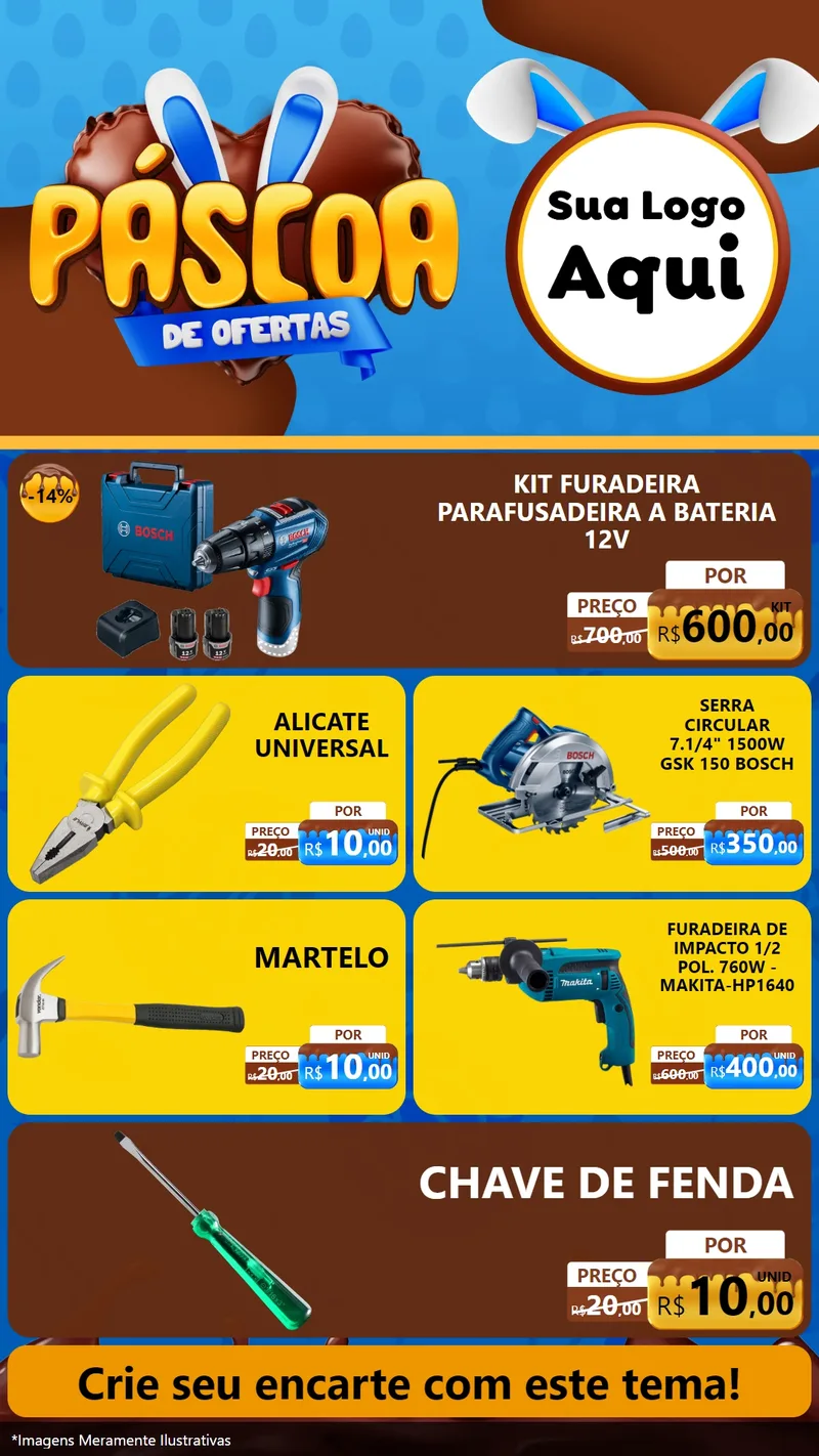 Modelo de TV para TV Vertical com o tema Páscoa de Ofertas para Maquinas e Ferramentas