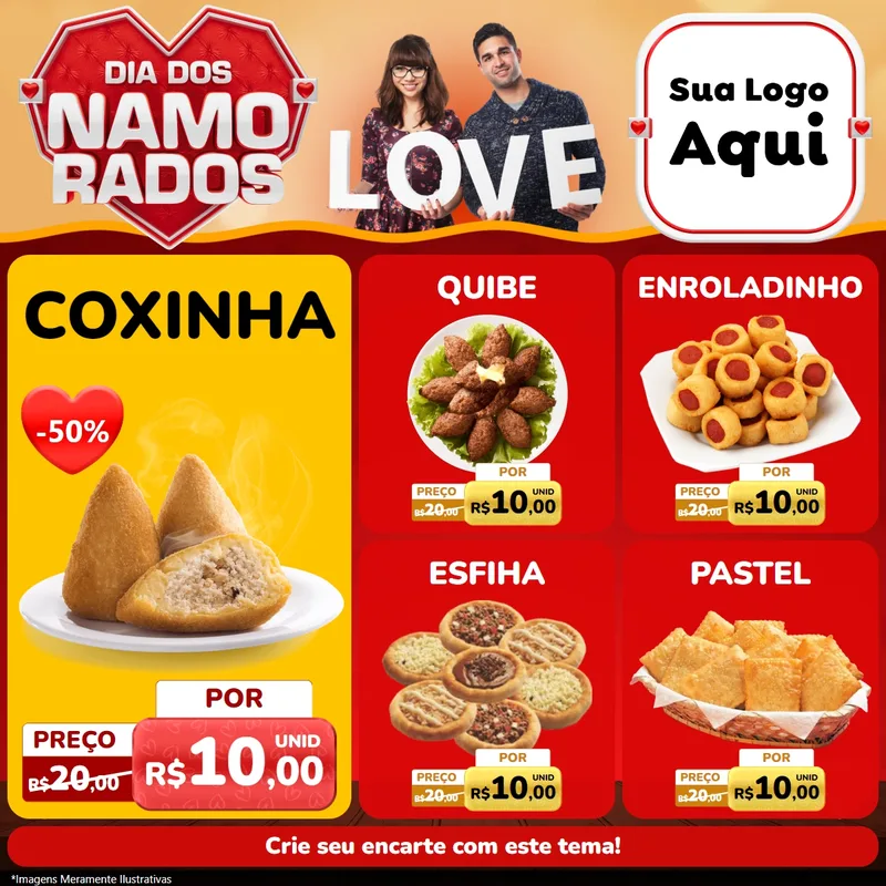 Modelo de Rede Social para Feed Facebook com o tema Dia dos Namorados para Salgadaria