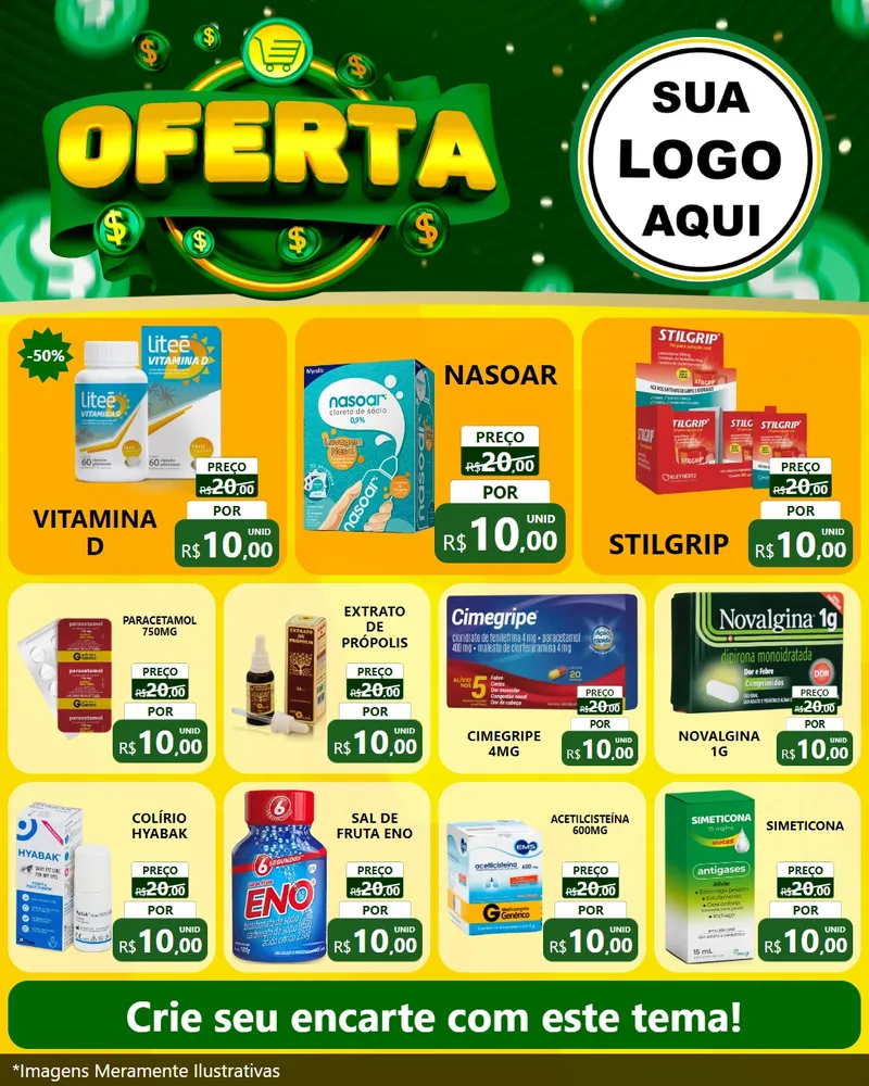 Modelo de Rede Social para Feed Instagram com o tema Oferta para Farmácia