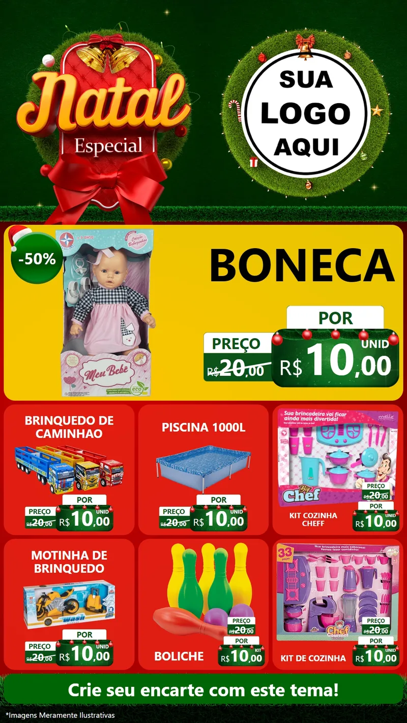 Modelo de Rede Social para Stories com o tema Natal Especial para Brinquedos