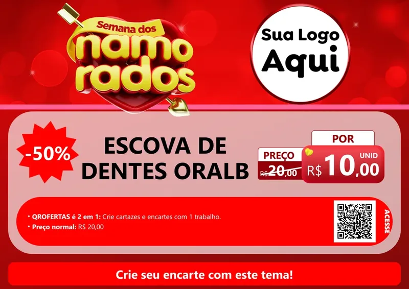 Modelo de Cartaz para Cartaz A4 Horizontal com o tema Semana dos namorados para Higiene Pessoal