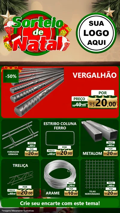 Modelo de Rede Social para Stories com o tema Sorteio de Natal para Ferragens