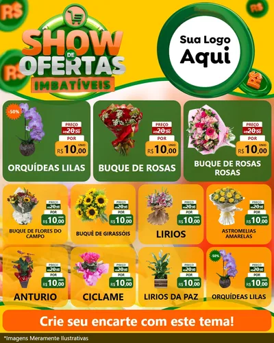 Modelo de Rede Social para Feed Instagram com o tema Show de Ofertas Imbatíveis para Floricultura e jardim
