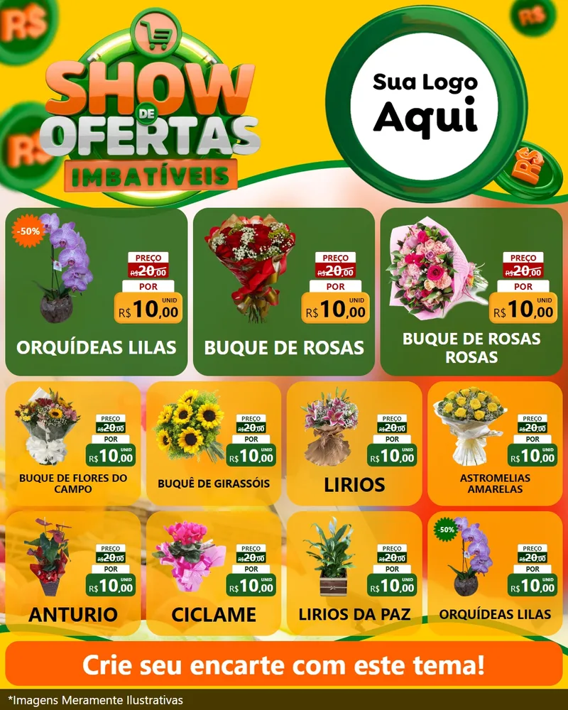 Modelo de Rede Social para Feed Instagram com o tema Show de Ofertas Imbatíveis para Floricultura e jardim