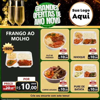 Modelo de Rede Social para Feed Facebook com o tema Grandes Ofertas de Ano Novo para Restaurante
