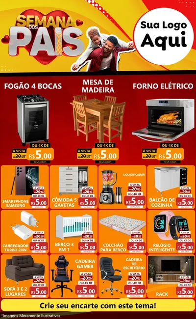 Modelo de Encarte para Encarte Grande com o tema Semana Dos Pais para Móveis e Eletro