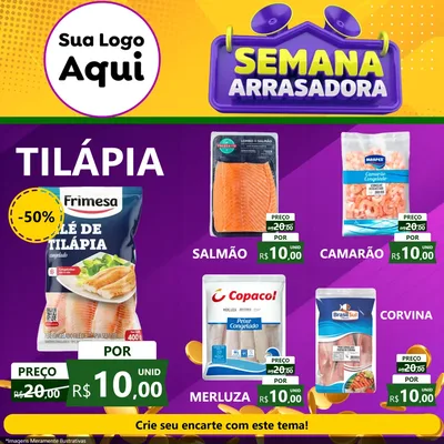 Modelo de Rede Social para Feed Facebook com o tema Semana Arrasadora para Peixaria