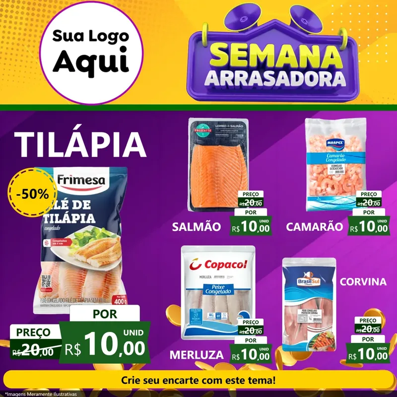 Modelo de Rede Social para Feed Facebook com o tema Semana Arrasadora para Peixaria