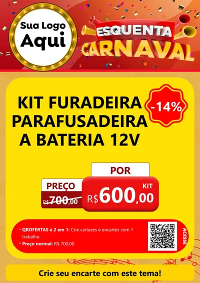 Modelo de Cartaz para Cartaz A4 Vertical com o tema Esquenta Carnaval para Maquinas e Ferramentas